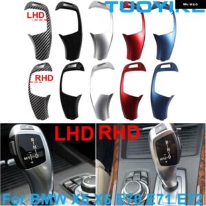 BMW LHD RHD 車 ABS カーボン インテリア センター ギアシフト レバー ノブカバー パネル 交換 トリム X5 X6 E70 E71 E72 2008-2013