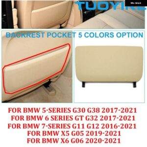 BMW 5色 カーシートレザーポケットカバー 交換 5 / 6 / 7シリーズ X5 X6 G30 G38 G32 G11 G12 G05 G06 2016-2021
