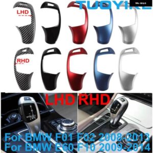 BMW LHD RHD 車 ABS カーボン インテリア センター ギアシフト レバー ノブカバー パネル 5 7シリーズ E60 F10 F18 F01 F02 2008-2014