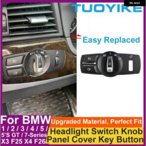 BMW LHD RHD ヘッドライト ロータリー ボタン フォグライト スイッチカバー パネル トリム 5 5GT 6 7シリーズ X3 X4 F10 F11 F07 F06 F01 F02 F25 F26