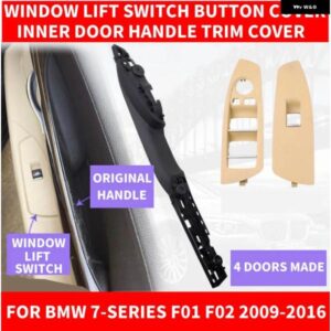 BMW フロント左/右側ブラックインナー インテリア ドアプルハンドルパネル キャリア トリム カバー 7シリーズ F01 F02 730 2009-16