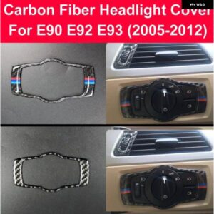 BMW E90 E92 E93 2005-2012 インテリア カーボン ヘッドライト スイッチ ボタン カバー トリム カー スタイリング ステッカー 3シリーズ アクセサリー