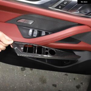 BMW 4シリーズ G22 G23 G26 2020-2023 ABS カーボン/ブラック窓リフト ボタン 装飾 ステッカー インテリア アクセサリー