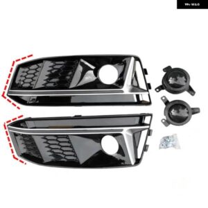 アウディ S4 スタイルハニカムフロントバンパー フォグランプ グリル のペア ACC A4 S ライン B9 17-18 カー スタイリング フロントバンパー グリル 付き