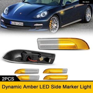 ポルシェ 2個 LED ダイナミックアンバーサイドマーカーウィンカーライト パナメーラ 970 シャーシ G1 フェイスリフト前カー スタイリング