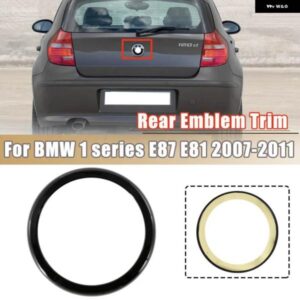 BMW テールゲートリアバッジリングエンブレム 装飾 トリム カバー E87 E81 1シリーズ 2007-2011 ブラックリアロゴ トリム ボディフレーム