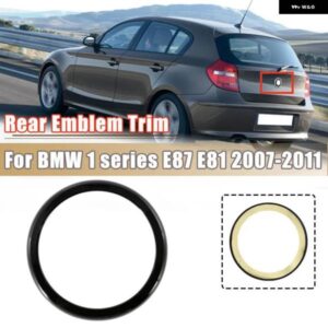 BMW E87 E81 1シリーズ 2007-2011 リアバッジエンブレムリング 装飾 トリム カバー ブラックリアロゴ トリム ボディフレーム