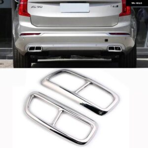 ボルボ 1ペア ステンレステールスロート トリム フレーム カバー XC90 XC 90 2016-2020 リアデュアルマフラーパイプ カバー