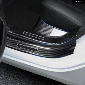 テスラ 8個 ABS カーボンドアシルスカッフプレートガードプロテクターカバー トリム モデル 3 Y MODEL3 2019-2023 MODE