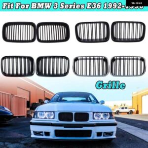 BMW フロントキドニーグリル ブラックシングルデュアルスラット レーシンググリル 3シリーズ E36 1992-1996 カーアクセサリー交換部品