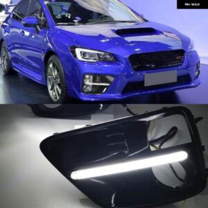 スバル 1ペア 車 LED DRL デイタイム ランニングライト WRX STI 2015 2016 2017 黄色ウインカースタイルリレーフォ
