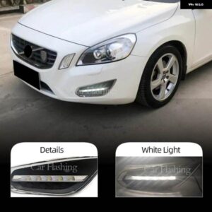 ボルボ 1ペア 車 DRL LED デイタイム ランニングライト デイライト フォグランプ S60 2009-13 ライトオフスタイルリレーマット ABS