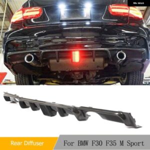 BMW リアディフューザーリップ LED ライト付き 3シリーズ F30 F35 M スポーツ 2012-2018 アウトレット排気 バンパー ディフューザーリップガード
