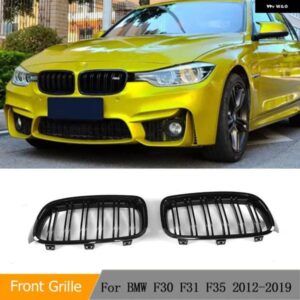 BMW フロント グリル 3シリーズ F30 F31 F35 2012-2019 320I 325I キドニーレーシング グリル 交換レーシングフロント バンパー ABS ブラック