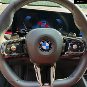 BMW 5シリーズ G60 2024 M スポーツ ABS カーボン ステアリングホイール パネル カバー トリム ステッカー 装飾 フレーム カー アクセサリー