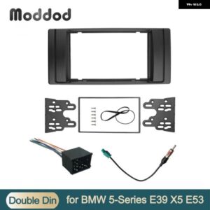 BMW 車フェイシアラジオ シリーズ 5 E53 E39 DVD ステレオ パネル ダッシュダブルディン トリム キット フレーム 配線 + アンテナアンテナ アダプター