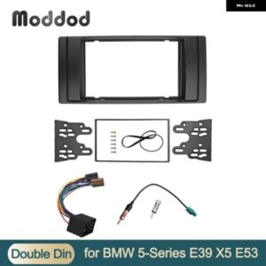 BMW 5シリーズ E39 X5 E53 ラジオ CD DVD GPS ステレオ パネル ダブルディン フェイシア ダッシュ マウント トリム キット ISO 配線 + アンテナ アダプター