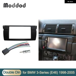 BMW 3シリーズ E46 1998-2005 ラジオ DVD ステレオ パネル ダッシュ マウント ダブル DIN フェイシア トリム キット フレーム 配線 + アンテナ アダプター