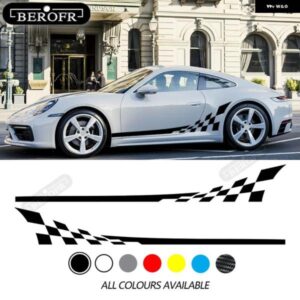 ポルシェ 2個 997 911 992 タイカン パナメーラ ボクスターサイドドアストライプスカートレーシング ステッカー ボディビニールスポーツ