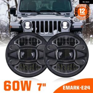 ランドローバー 7インチ LED ヘッドライト DRL ジープ ラングラー TJ JK LJ CJ 7インチ ディフェンダー 日産 パトロール Y60 ハマー H1H2 LADA NIVA