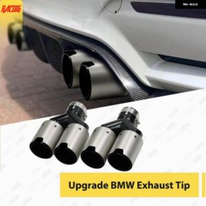 BMW アップグレード マフラーダブル アウトレット Y 字型マフラーヒント 装飾 ブラックステンレス マフラーテールヒント