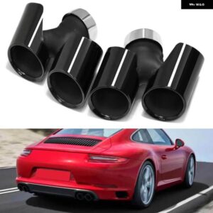 ポルシェ クワッド 304 ステンレス 排気ヒント黒マフラーヒント 911 カレラ 991.2 非 PSE 2017 2018 2019 テール パ