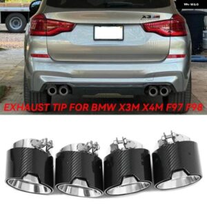 BMW 4ピース 排気先端 X3M X4M F97 F98 M パフォーマンスカーボンマフラーダイレクトプラグマフラー先端ノズルテール パイプ