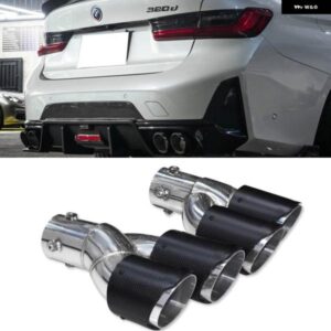 BMW クワッド排気先端カーボンマフラー G20 G21 320D 330I 325I 2020 + マフラー パイプ 63MM ノズル