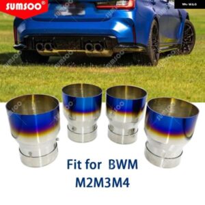 BMW 4個 バーントブルーステンレス 排気チップ F87 M2 F80 M3 F82 F83 M4 ダイレクトフィット排気チップそ他自動車 エンジン 部品