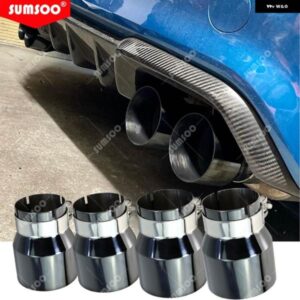 BMW 4個 ブラックステンレス 排気チップ F87 M2 F80 M3 F82 F83 M4 ダイレクトフィット排気チップそ他自動車 エンジン 部品