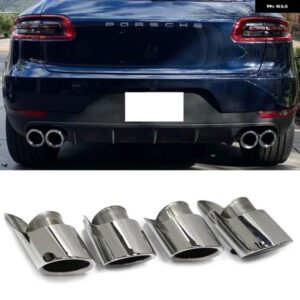ポルシェ 4ピース ステンレス 排気先端 マカン 3.0T 2019-21 + 交換マフラー先端排気 システム ノズル