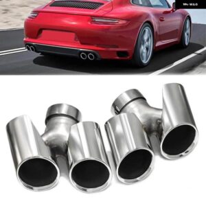 ポルシェ クワッドステンレス 排気ヒントブラックマフラーヒント 911 カレラ 991.2 非 PSE 2017 2018 2019 テール パイプ