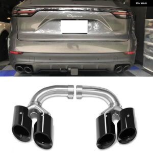 ポルシェ クアッドエキゾーストチップ カイエン 9Y0 SUV 3.0 2018-UP カイエン GTS ブラックマフラーチップテール パイプ 排気