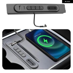 テスラ 27ワット PD 急速充電車ドッキングステーションスマート 制御 物理 ボタン USB ハブ付き モデルY/3 2021-2023