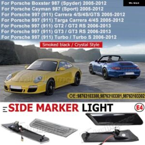 ポルシェ シーケンシャル点滅 LED ウィンカーサイド マーカーライト 987 ケイマンボクスター 911 997 カレラターボ GT3 GT2 ア