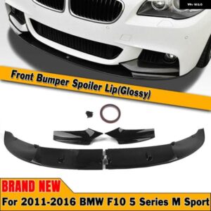 BMW フロント バンパー スポイラー リップ 5シリーズ F10 2011-2017 M スポーツ 550I 528I 530I グロスブラック/カーボンルックボディ プロテクター キット