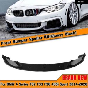 BMW F32 F33 F36 4シリーズ M スポーツ 2014-2020 420I 430I 435I 420D M440I グロスブラック/カーボンルックフロント バンパー スポイラー リップ