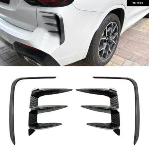 BMW X3 G01 LCI M スポーツ 2022-2024 リアサイド エアベント スポイラー トリム スプリッター カナード タッシュ スタイル カーボンルック/グロスブラック