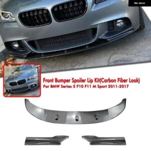 BMW 5シリーズ F10 F11 520I 528I 530I 535I 550I M スポーツ 11-17 カーボンルック/グロスブラックフロント バンパー スポイラー スプリッターリップ