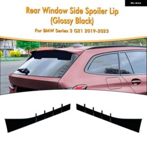 BMW リアウィンドウサイド スポイラー リップ ウイング 3シリーズ G21 2019-2024 ワゴンツーリングカーボンルック/グロスブラックテールスプリッター トリム