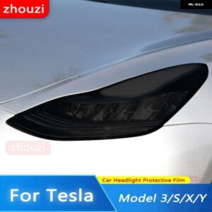 テスラ 2個 モデル3 X Y S ヘッドライト ティントスモークブラックフィルムクリア TPU ステッカー 2022 アクセサリー