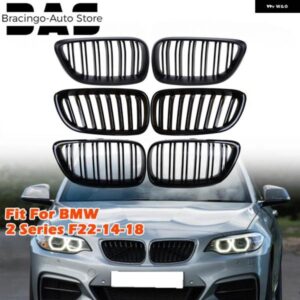 BMW 2シリーズ F22 F23 F87 M2 2014-2018 ブラックシングルデュアルスラットフロント バンパー キドニー グリル 吸気 グリル ラジエーター ガード