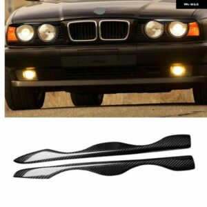 BMW ヘッドライト アイブロウ トリム 5シリーズ E34 1988-1996 フロント ヘッドライト ランプカバー カーボン ヘッドランプ 蓋眉 ステッカー