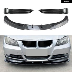 BMW フロント バンパー スポイラー リップ + サイドスプリッターカバー 3シリーズ E90 E91 2005-2008 320I 330I ベースセダンカーボンルックブレードキット
