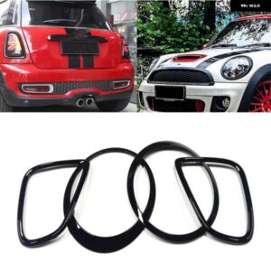 BMW ミニ R55/R56/R57/R58/R59 2007-2015 フロント ヘッドライト フレーム リアランプ ベゼル トリム グロスブラック ヘッドランプ カバー オーバーレイリム