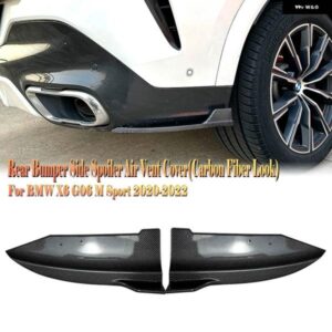 BMW リア バンパー サイド エアベント スポイラー カバー リップ X6 G06 M スポーツ 2020-2022 カーボンルック/グロスブラック ブーツ アンダースプリッター