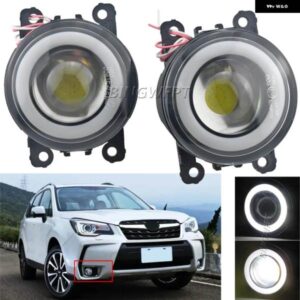 スバル 1ペア エンジェルアイ フォグライト アセンブリ フォレスター 2013-18 フロント バンパー LED レンズ フォグ デイタイム