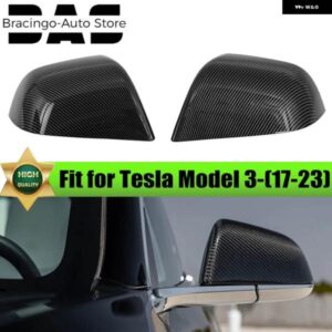 テスラ モデルY 3 2017-2023 1ペア カーボン黒パターンサイドドアミラー カバー バックミラー カバー