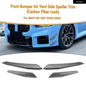 BMW M2 G87 2023-2025 フロント バンパー エアベント サイド スポイラー トリム カーボンルック/グロスブラック フォグライト インテーク フレーム カナード