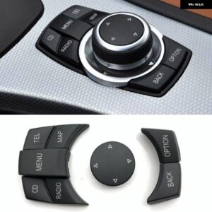 BMW 1/3/5シリーズ X5 E70 X6 E71 E72 X1 E84 E90 黒カーセンター コンソール メディアメニュー コントロール スイッチ ボタン ノブキーカバー キャップ